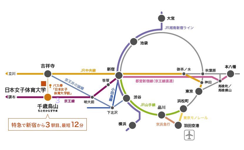 交通アクセス 大学案内 日本女子体育大学